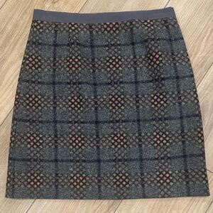 Boden grey plaid 100% wool, lined mini skirt